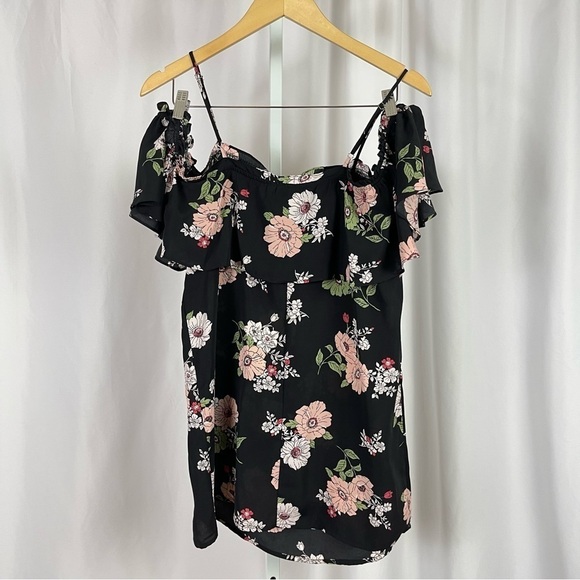 Forever 21 Small Cold Shoulder Off Shoulder Boho Floral Tunic Top Flowy Retro - Picture 2 of 8